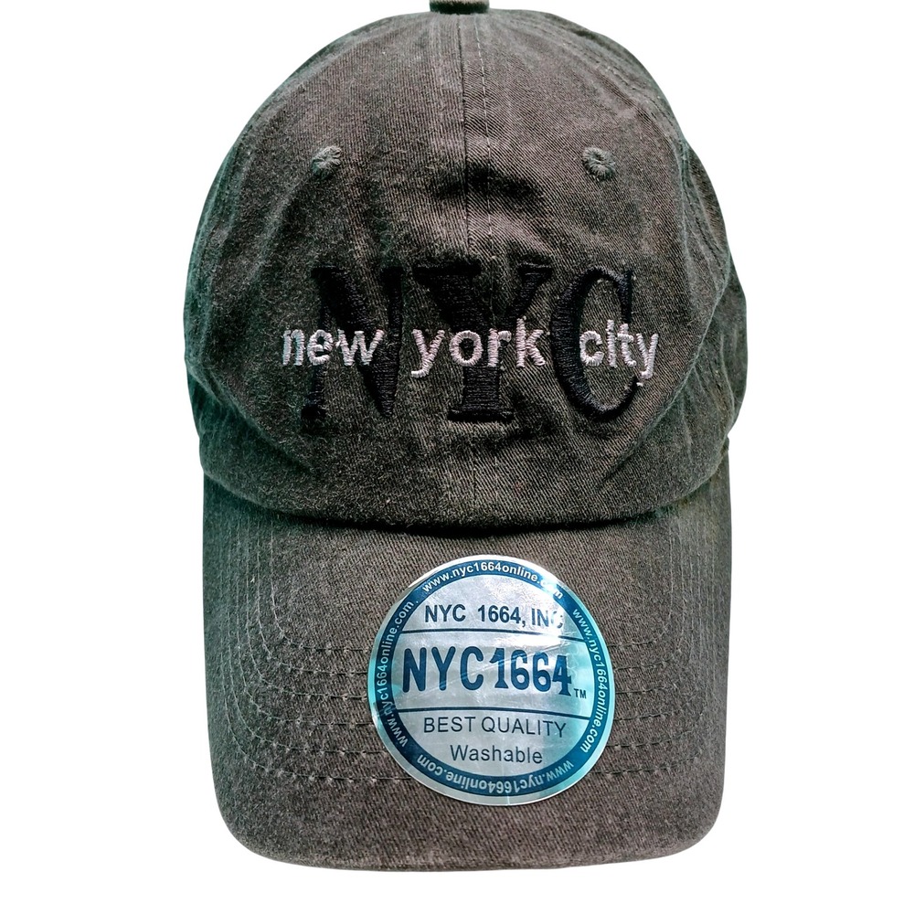 NYC‎ 1664 New York City Baseball Cap Dad Hat Gray Adjustable Strap